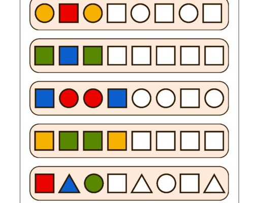 Math KG Worksheet – Complete the Pattern