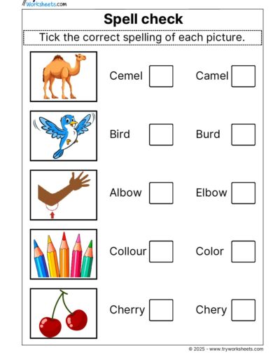 Science Grade 1 Worksheet – Spell check