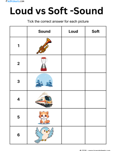 Loud vs Soft Sounds Worksheets for Kids | Kindergarten Phonics Activities – 4
