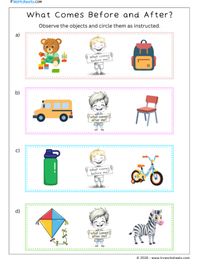 What Comes Before and After? – B