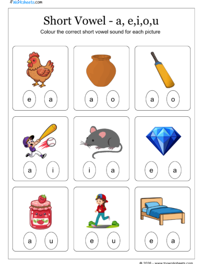 Short Vowel Sounds Coloring Worksheets – Fun Phonics Activity for Kids-F