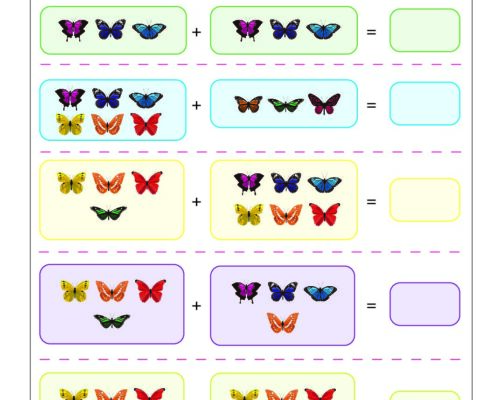 Grade 1 Math Addition Worksheet – Count Butterflies & Add