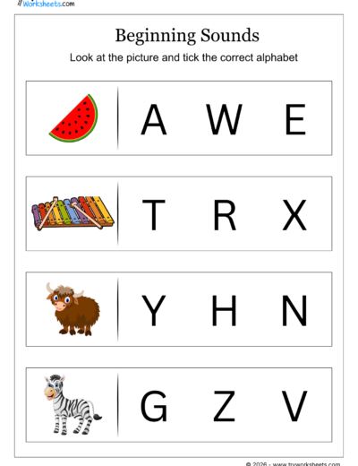 Beginning Sounds : Circle the First Letter of Each Picture
