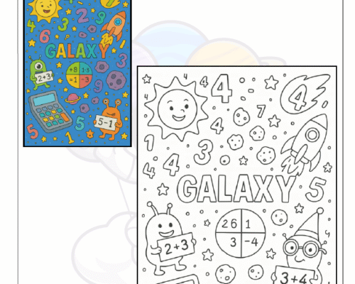 Kids Summer Worksheet – Coloring Universe Galaxy