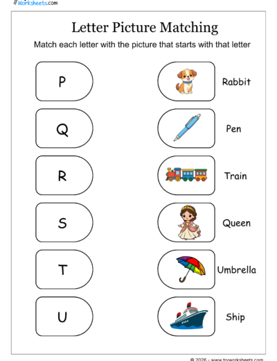 Letter and Picture Matching Worksheets | Phonics Activity for Kids-D