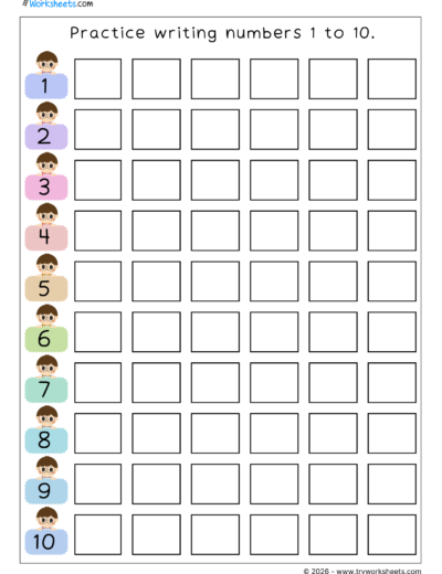 Math Kindergarten Worksheet – Practice Worksheet for Numbers 1 to 10