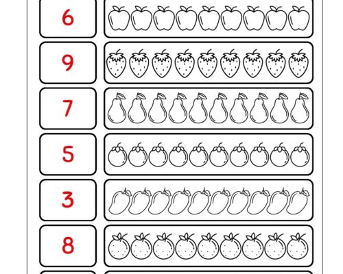 Math KG Worksheet – Count and color
