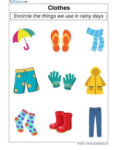 Science Grade 1 Worksheet – Rainy days