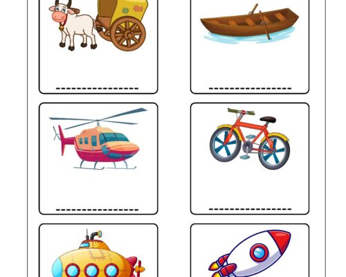 Hindi UKG Worksheet – Vehicle 1