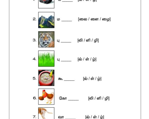 Tamil – Grade 2 Worksheet – Choose the Correct Letter