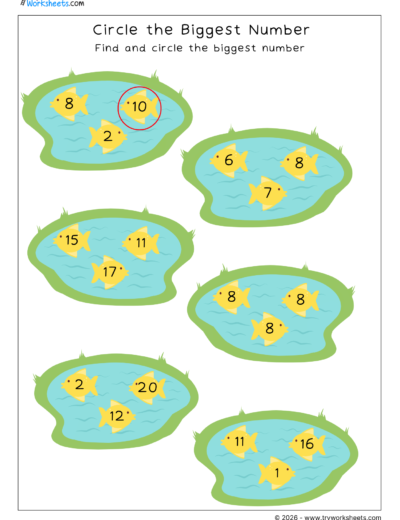 Comparing Numbers Worksheets for Kids | Circle the Biggest Number