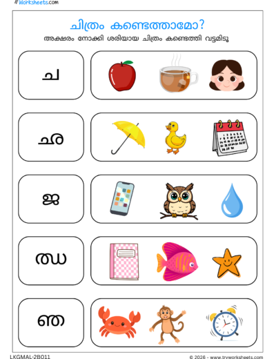 Malayalam Consonants Activity Worksheets-F