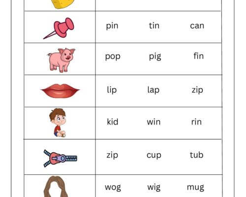 Grade 1 English Worksheet – Learn to Spell with Pictures