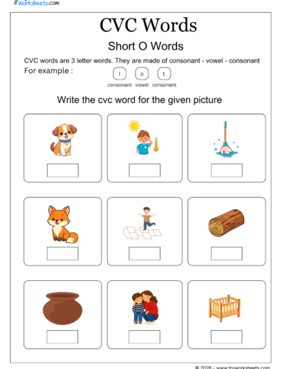 CVC Words Worksheets – Printable CVC Word Activities for Kids