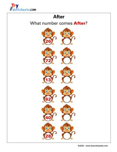 Math – Grade 1: What Number Comes After? Worksheet