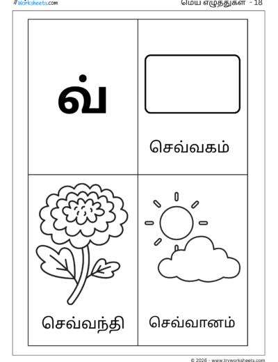 Tamil Mei Eluthukkal Coloring Worksheet – Letter வ்