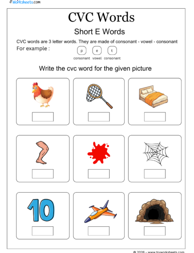 CVC Words Worksheets – Printable CVC Word Activities for Kids