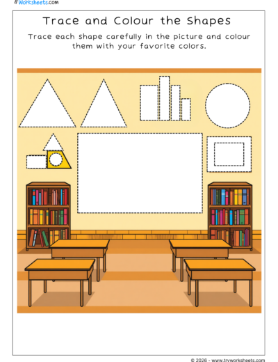LKG Shapes Worksheets-Trace the Shapes