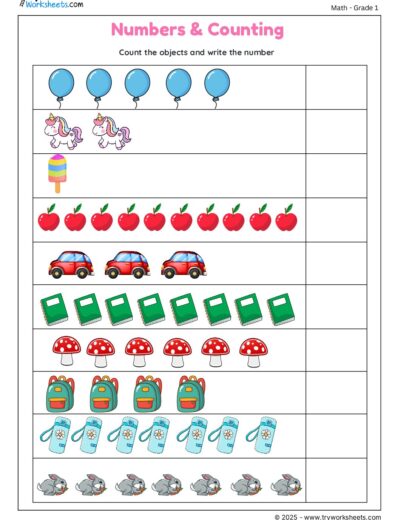 Count the Objects and Write the Number