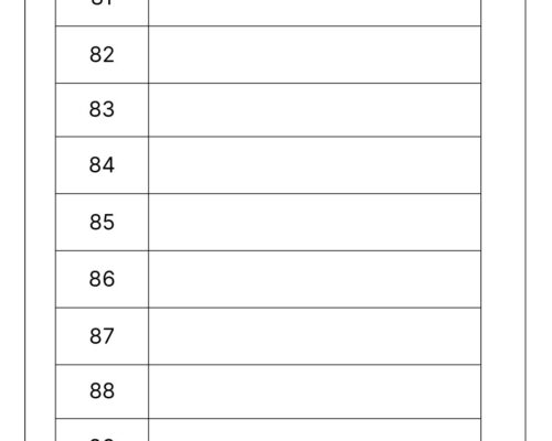 Write the Number Name for the Given Number (81 to 90)