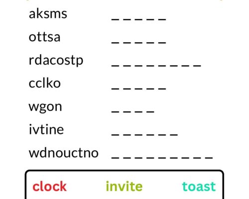 New Year – Unscramble the words