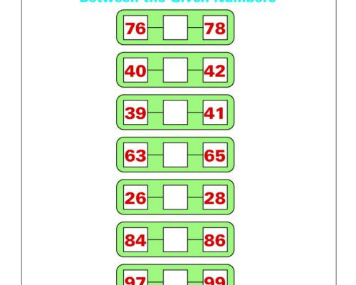 Math – Grade 1: Between Numbers Worksheet | Fill in the Missing Numbers