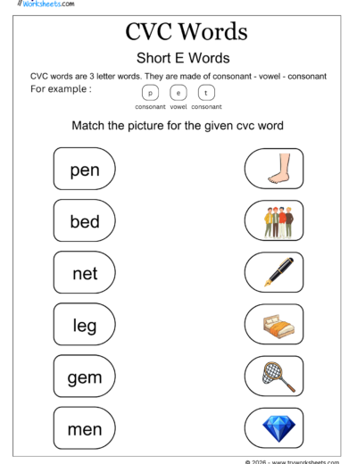 CVC Words Worksheets – Printable CVC Word Activities for Kids