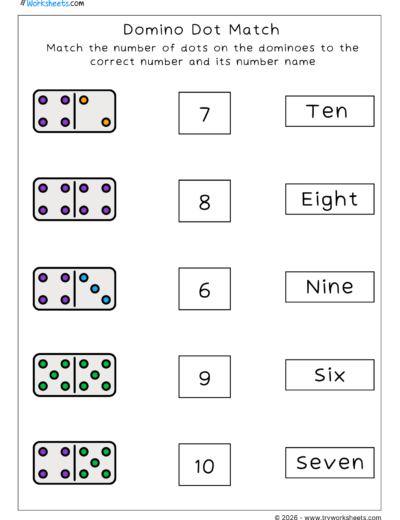 Number Names 1 to 10 -(Domino Dot Match)
