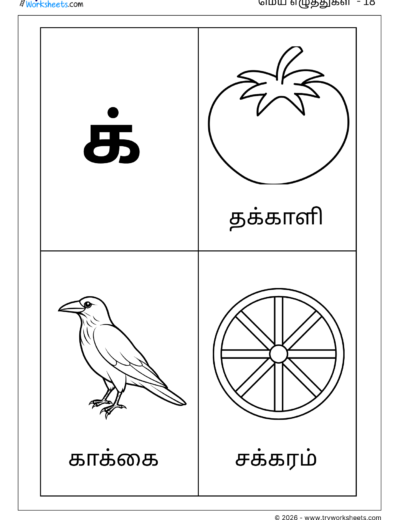 Tamil Mei Eluthukkal Coloring Worksheet – Letter க்