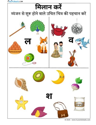 Hindi Worksheets –Identifying Vyanjan 8