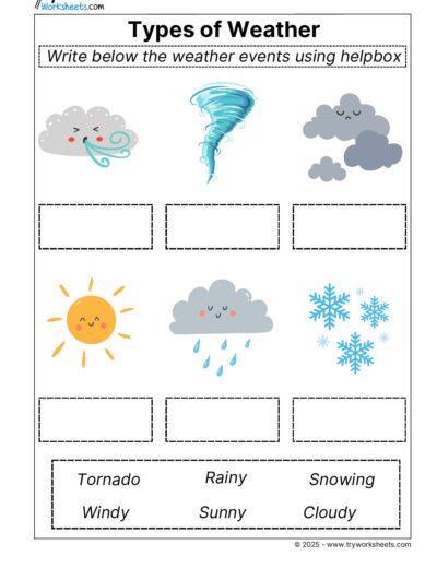 Science Grade 3 Worksheets – Types of weather