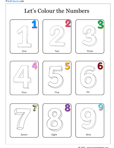 Theme-Based Coloring Worksheets for Kids-Numbers