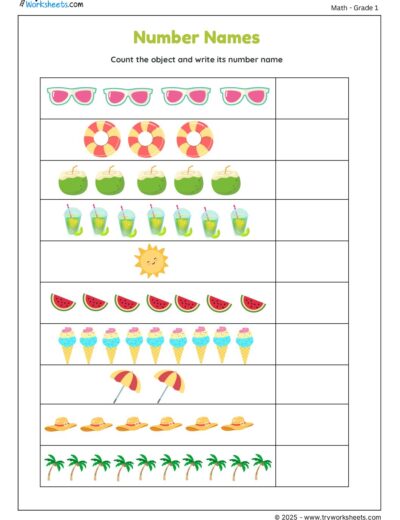 Count the Objects and Write the Number Name
