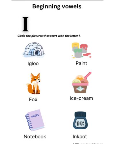 English – Grammar  – Beginning Vowels-3