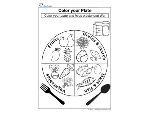 Science Grade 3 Worksheets – Color your plate – Balanced Diet