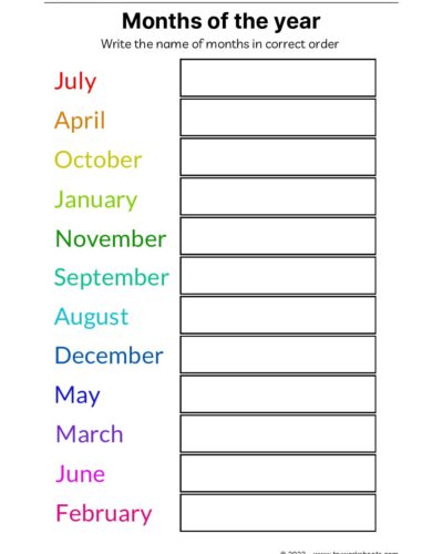 Correct order of months