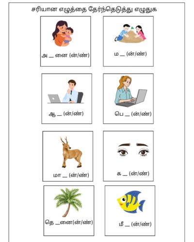 Tamil – Grade 2 – Choose the correct letter