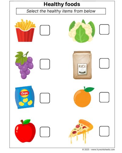 Science Grade 1 Worksheet – Healthy food