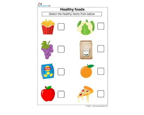 Science Grade 1 Worksheet – Healthy food