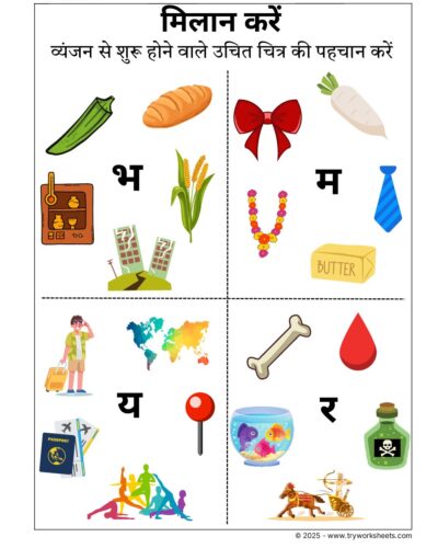 Hindi Worksheets –Identifying Vyanjan 6