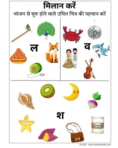 Hindi Worksheets –Identifying Vyanjan 8