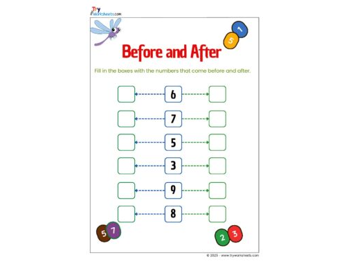 Math KG Worksheet – Number Before and After