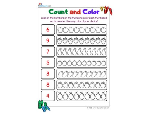 Math KG Worksheet – Count and color