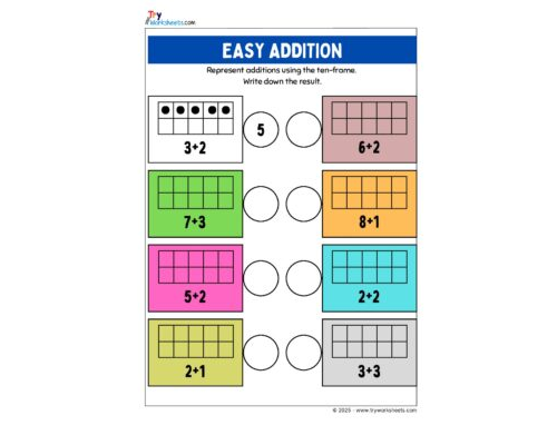 Math KG Worksheet – Easy Addition