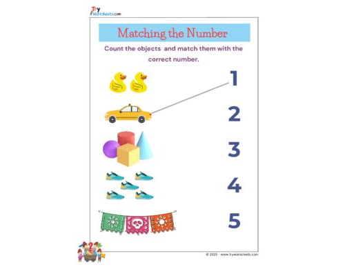 Math KG Worksheet – Match the Number