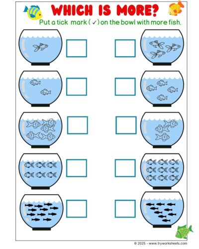 Math KG Worksheet – More or Less