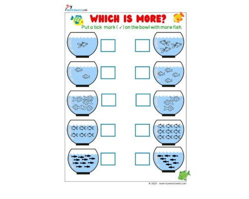 Math KG Worksheet – More or Less