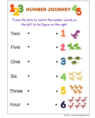 Math KG Worksheet – Number Journey