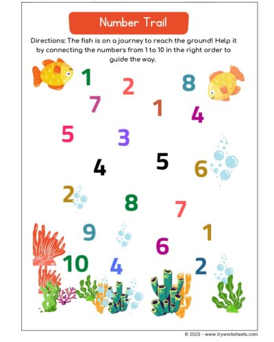 Math KG Worksheet – Number Trail