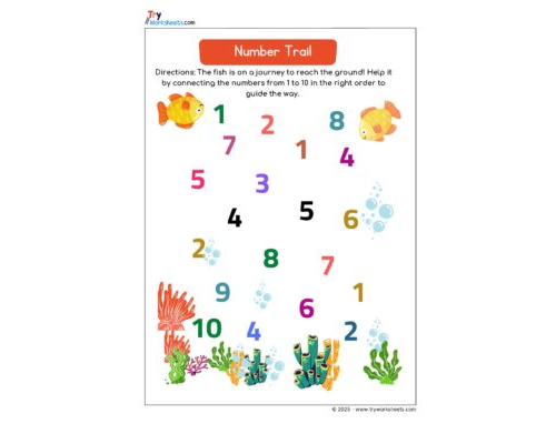 Math KG Worksheet – Number Trail